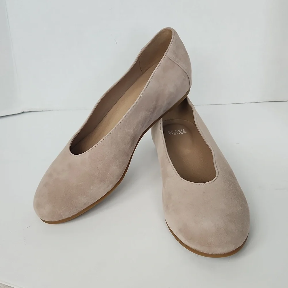 Eileen Fisher Women's Una 2 Flat Earth Nubuck Ballet Flats Size 9 NWOT - Picture 6 of 11